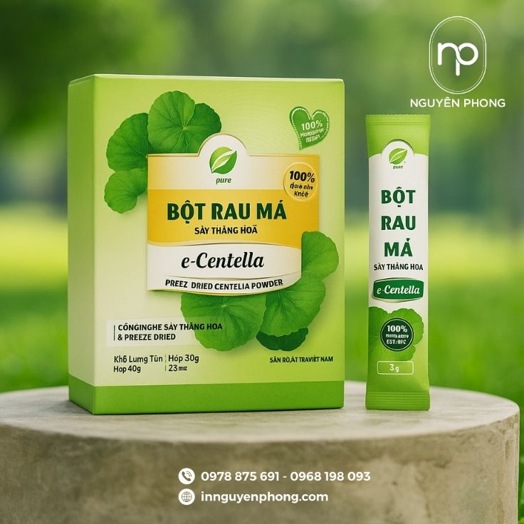 Mẫu hộp đựng bột rau má tiêu chuẩn